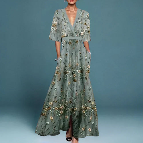 Lilly™ – Blommig Elegant Maxiklänning
