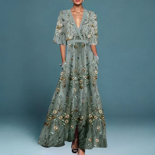 Lilly™ – Blommig Elegant Maxiklänning