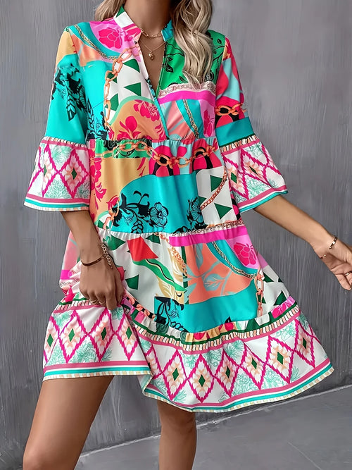 Johanna™ - Färgglad Boho Klänning