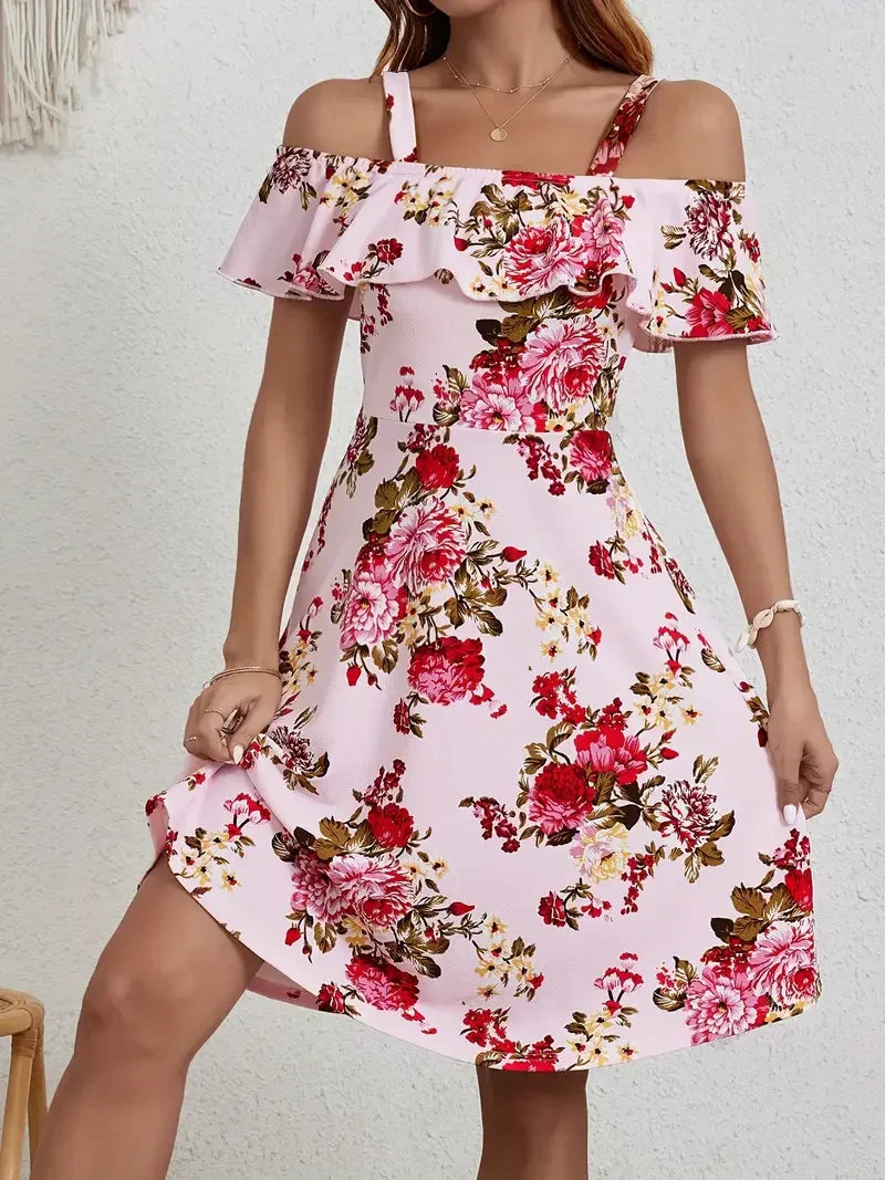Chloe™ - Blommig Off-Shoulder Klänning