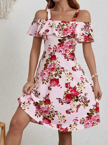 Chloe™ - Blommig Off-Shoulder Klänning