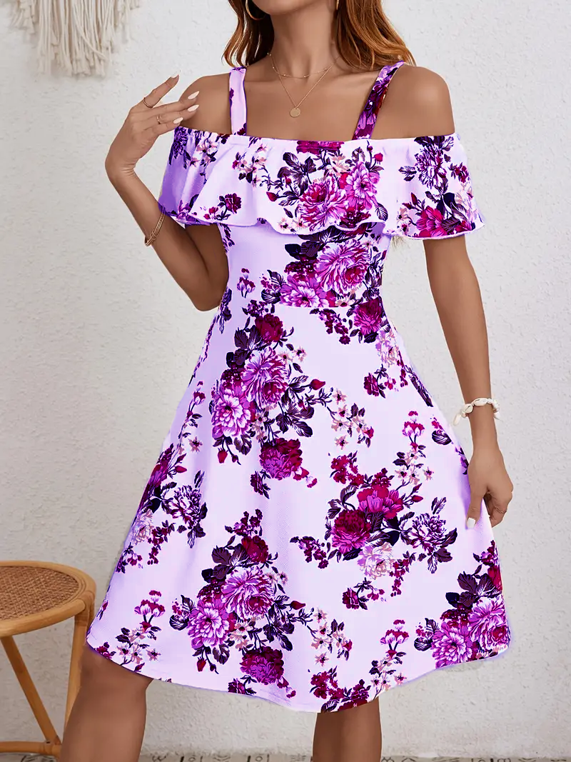 Chloe™ - Blommig Off-Shoulder Klänning