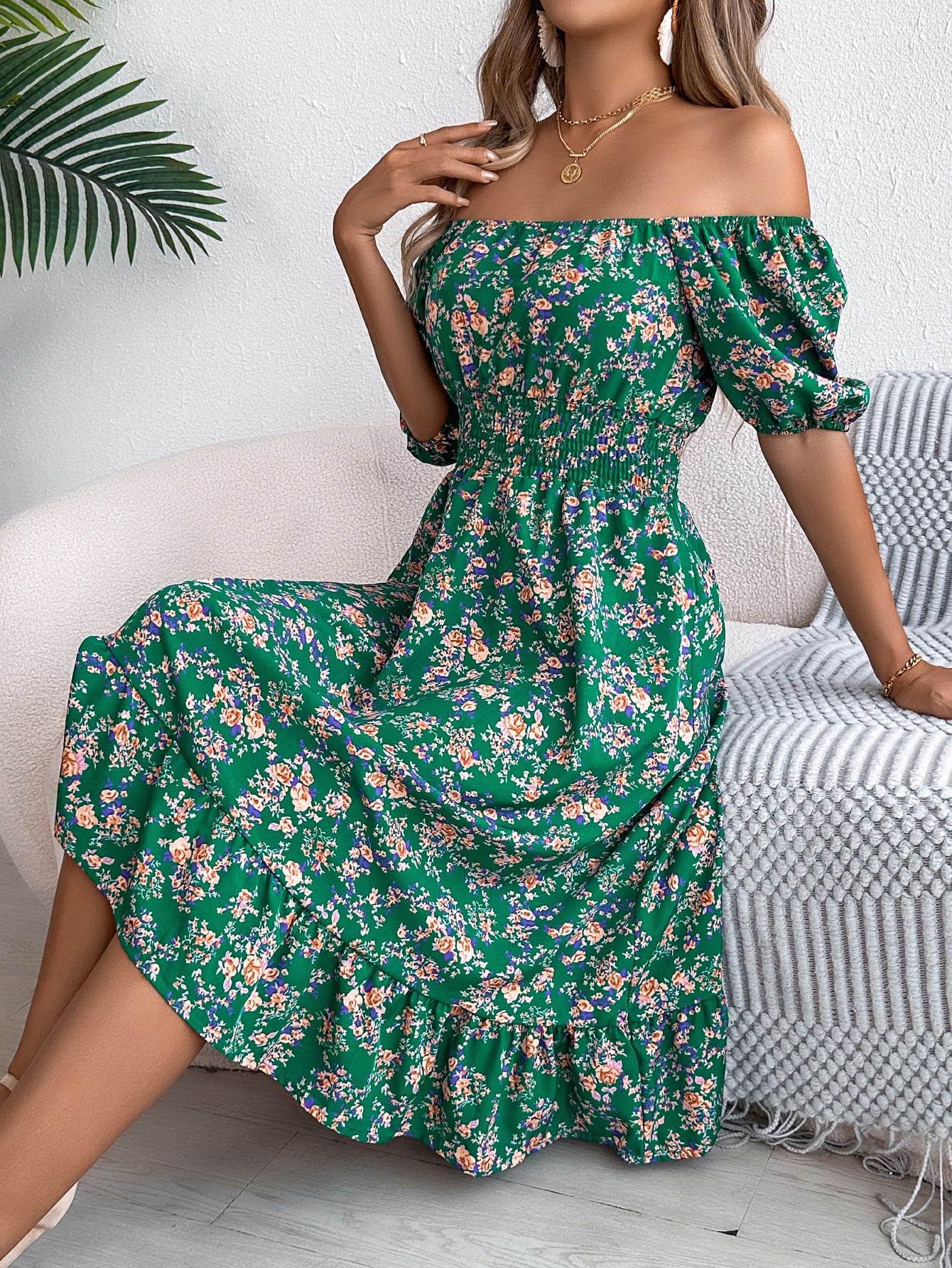 Charlotte™ - Off-Shoulder Blommig Klänning