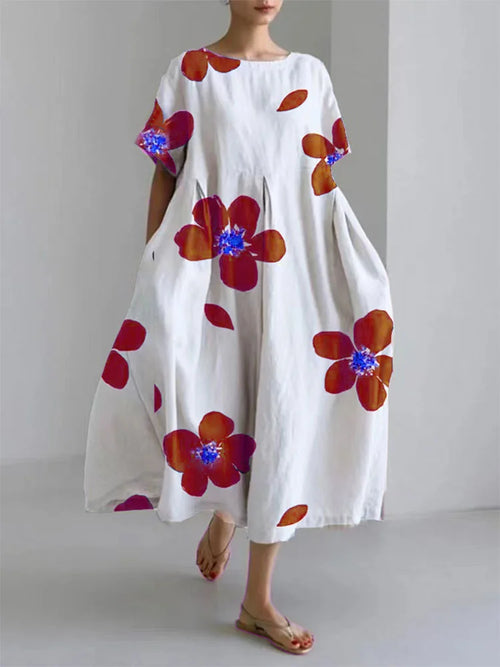 NORA - VÅR BLOMSTER RUNDHALS KLÄNNING