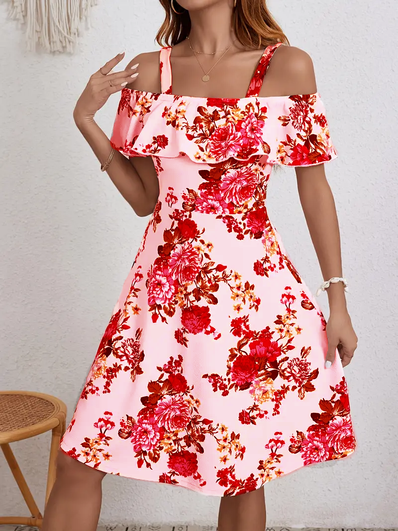 Chloe™ - Blommig Off-Shoulder Klänning